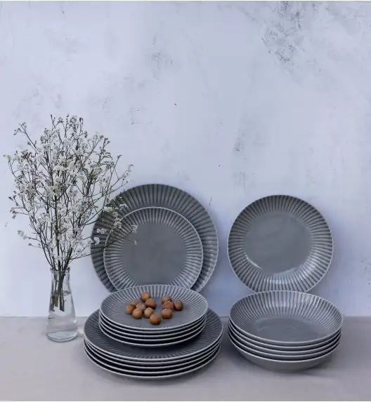 LUBIANA DAISY CLOUD K1 Serwis obiadowo - kawowy 6 osób / 30 elementów / szary