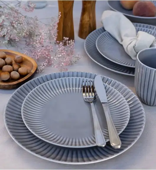 LUBIANA DAISY CLOUD K1 Serwis obiadowo - kawowy 12 osób / 60 elementów / szary