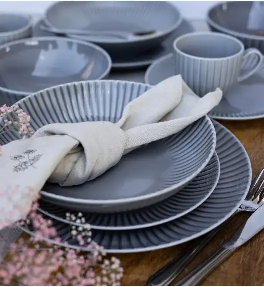 LUBIANA DAISY CLOUD K1 Serwis obiadowo - kawowy 18 osób / 90 elementów / szary