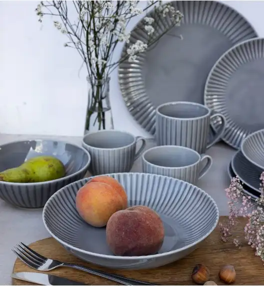 LUBIANA DAISY CLOUD K1 Serwis obiadowo - kawowy 18 osób / 90 elementów / szary