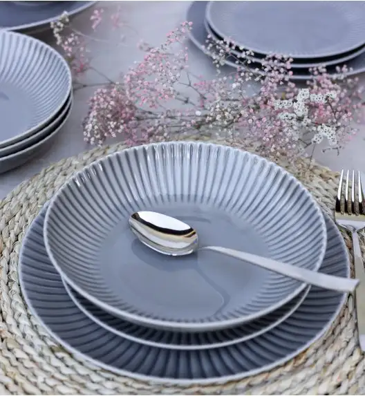 LUBIANA DAISY CLOUD K1 Serwis obiadowo - kawowy 24 osoby / 120 elementów / szary