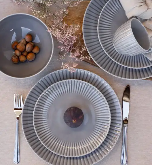 LUBIANA DAISY CLOUD K1 Serwis obiadowo - kawowy 24 osoby / 120 elementów / szary