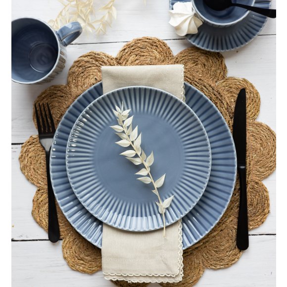 LUBIANA DAISY SEASIDE K9 Serwis obiadowo - kawowy 18 osób / 90 elementów / szaro - niebieski