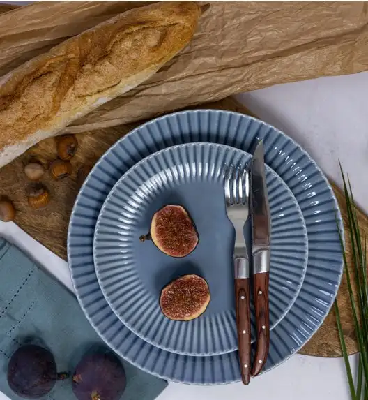 LUBIANA DAISY SEASIDE K9 Serwis obiadowo - kawowy 24 osoby / 120 elementów / szaro - niebieski