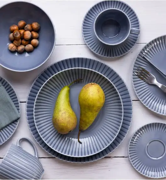 LUBIANA DAISY SEASIDE K9 Serwis obiadowo - kawowy 24 osoby / 120 elementów / szaro - niebieski