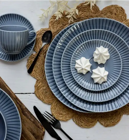 LUBIANA DAISY SEASIDE K9 Serwis obiadowo - kawowy 6 osób / 36 elementów / szaro - niebieski