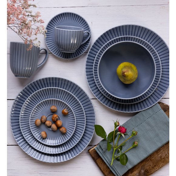 LUBIANA DAISY SEASIDE K9 Serwis obiadowo - kawowy 6 osób / 36 elementów / szaro - niebieski