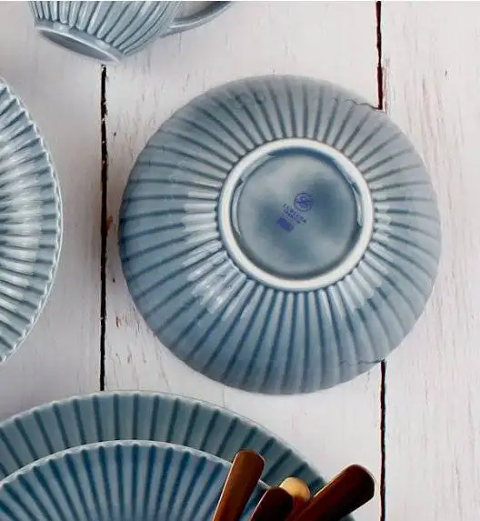 LUBIANA DAISY SEASIDE K9 Serwis obiadowo - kawowy 12 osób / 84 elementy / szaro - niebieski