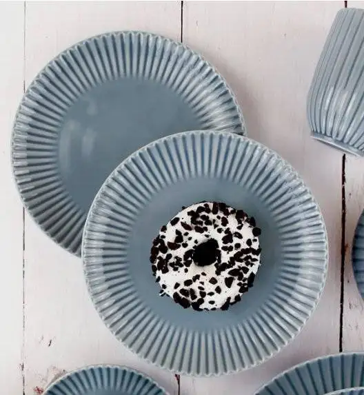 LUBIANA DAISY SEASIDE K9 Serwis obiadowo - kawowy 24 osoby / 168 elementów / szaro - niebieski