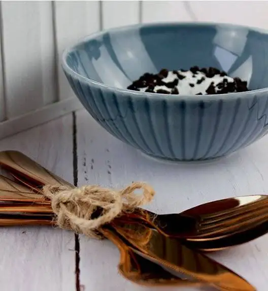 LUBIANA DAISY SEASIDE K9 Serwis obiadowo - kawowy 24 osoby / 168 elementów / szaro - niebieski