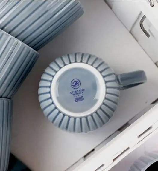 LUBIANA DAISY SEASIDE K9 Komplet 6 kubków 350 ml / szaro - niebieski