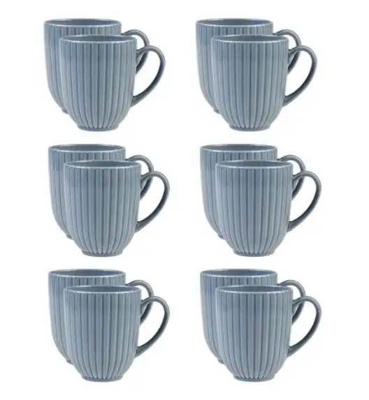 LUBIANA DAISY SEASIDE K9 Komplet 12 kubków 350 ml / szaro - niebieski