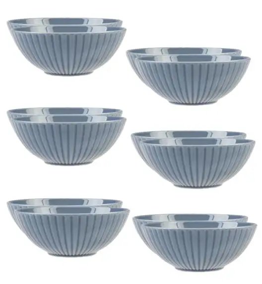 LUBIANA DAISY SEASIDE K9 Komplet 12 x salaterka 17 cm / szaro - niebieski