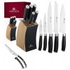 GERLACH DECO BLACK Komplet 5 noży w bloku + nożyce drewniane do drobiu
