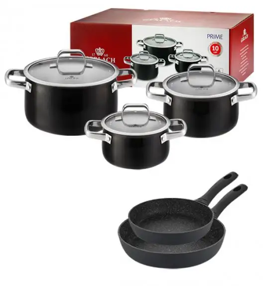 GERLACH PRIME Komplet Garnki z pokrywkami 6 el + patelnie Gerlach Granitex 24, 28 cm