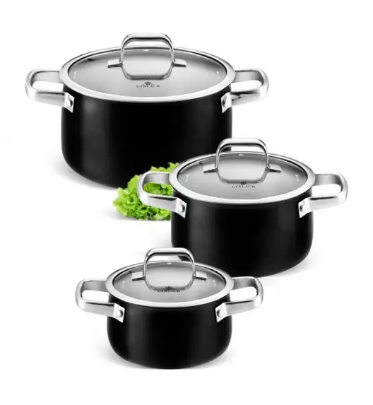 GERLACH PRIME Komplet Garnki z pokrywkami 6 el + patelnie Gerlach Granitex 24, 28 cm + brytfanna Granitex 32 cm 