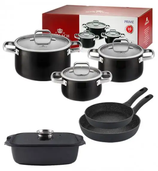 GERLACH PRIME Komplet Garnki z pokrywkami 6 el + patelnie Gerlach Granitex 24, 28 cm + brytfanna Granitex 32 cm 