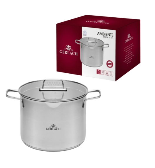 GERLACH PRIME Komplet Garnki z pokrywkami 6 el + patelnie Gerlach Natur 24, 28 cm+ Gerlach Ambiente Garnek 7 l 