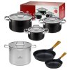 GERLACH PRIME Komplet Garnki z pokrywkami 6 el + patelnie Gerlach Natur 24, 28 cm+ Gerlach Ambiente Garnek 7 l 