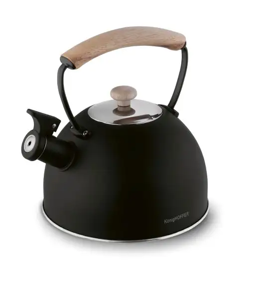 KonigHOFFER MORENA Czajnik ze stali nierdzewnej 2,3 L czarny z drewnianą rączką / indukcja
