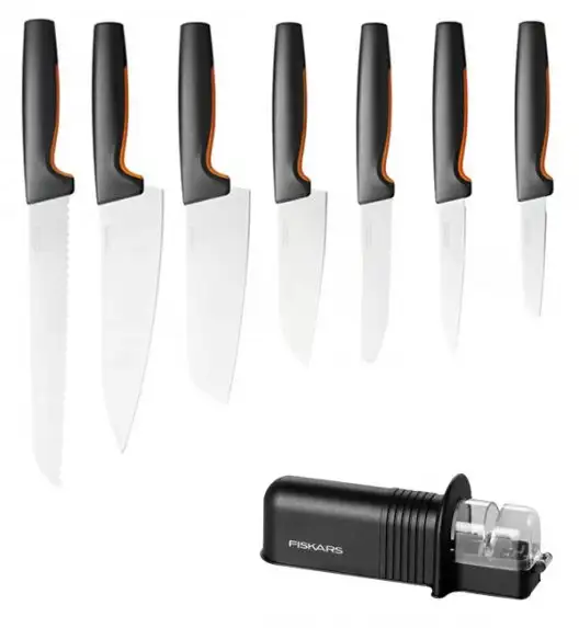 FISKARS FUNCTIONAL FORM Komplet 7 noży luzem + ostrzałka Essential  / stal nierdzewna