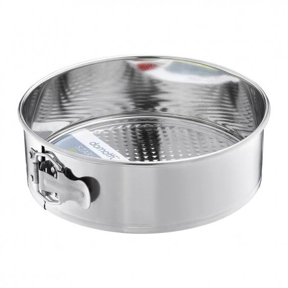 DOMOTTI SZARLOTTA Tortownica okrągła 24 cm z fakturowanym dnem / stal nierdzewna