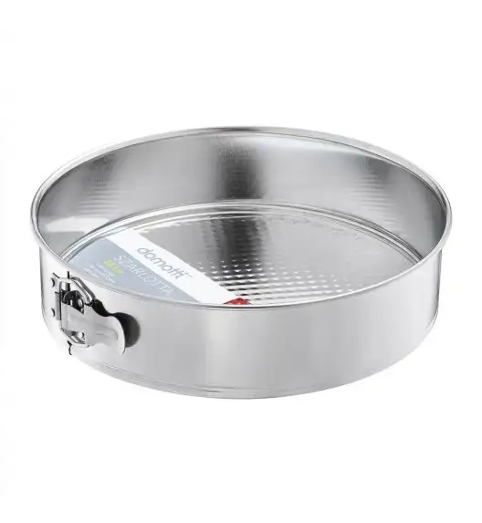 DOMOTTI SZARLOTTA Tortownica okrągła 28 cm z fakturowanym dnem / stal nierdzewna