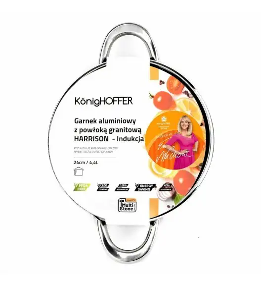 KonigHOFFER HARRISON Garnek z pokrywką 24 cm / powłoka Multistone / indukcja