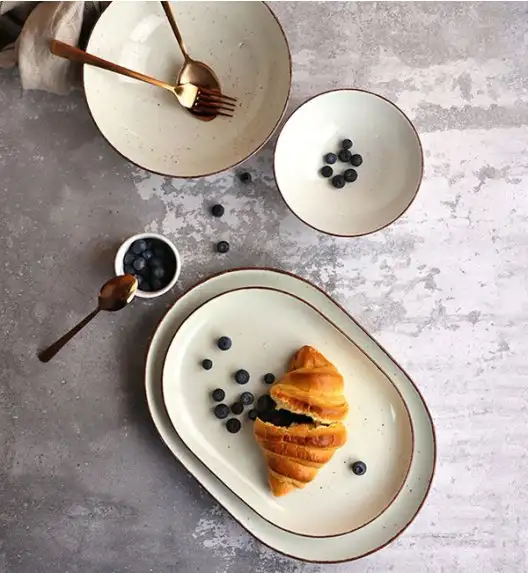 LUBIANA BOSS 6630U Serwis obiadowy 27 el / 6 osób / budyniowy / porcelana ręcznie malowana