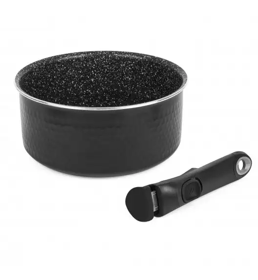 KONIGHOFFER HANDY Zestaw garnków 16, 18, 20 cm z odpinaną rączką + pokrywka uniwersalna / Powłoka Granitowa Greblon C3