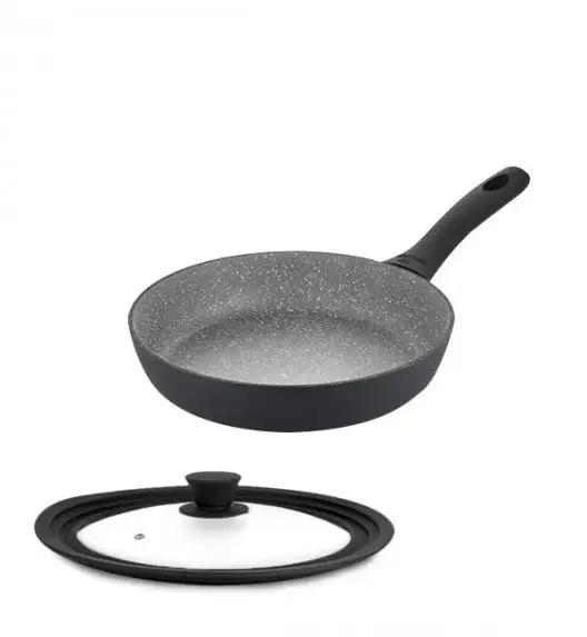 GERLACH GRANITEX GREY Patelnia z powłoką ceramiczną ILAG Xera Dur 2® 24 cm + pokrywka PSU / aluminium