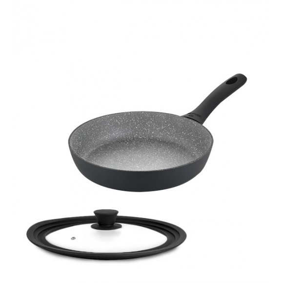 GERLACH GRANITEX GREY Patelnia z powłoką ceramiczną ILAG Xera Dur 2® 24 cm + pokrywka PSU / aluminium