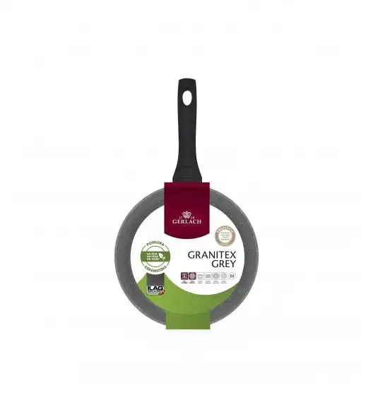 GERLACH GRANITEX GREY Patelnia z powłoką ceramiczną ILAG Xera Dur 2® 24 cm + pokrywka PSU / aluminium