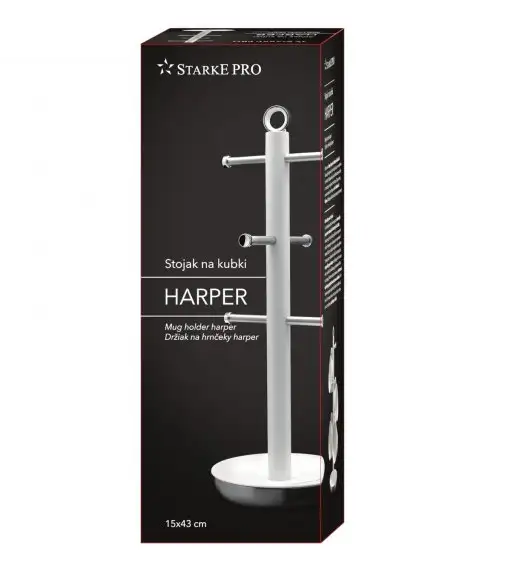 STARKE HARPER Stojak na kubki 14,55 x 43 cm / stal nierdzewna / biały