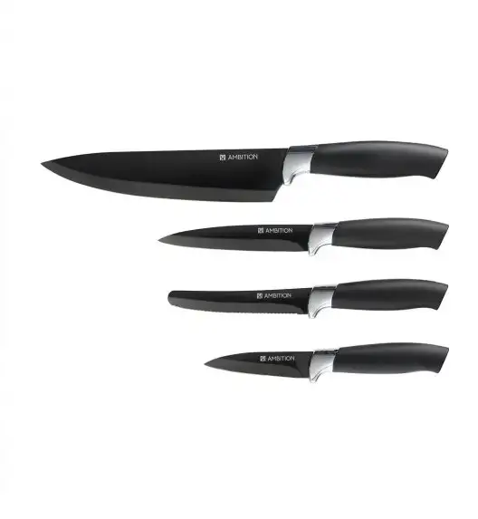 AMBITION JASPER BLACK Komplet 4 noży / stal nierdzewna