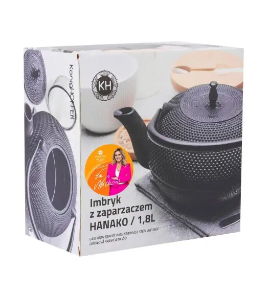 KONIGHOFFER HANAKO Żeliwny imbryk do herbaty z zaparzaczem 1,8 l / czarny