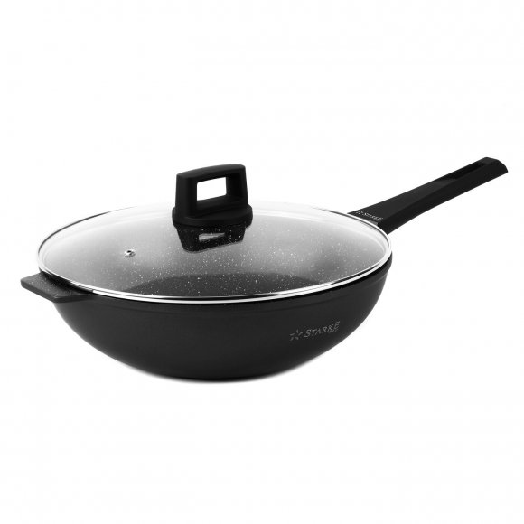 STARKE PRO TAYLOR MARBLE Wok z pokrywką 32 cm / Greblon C3
