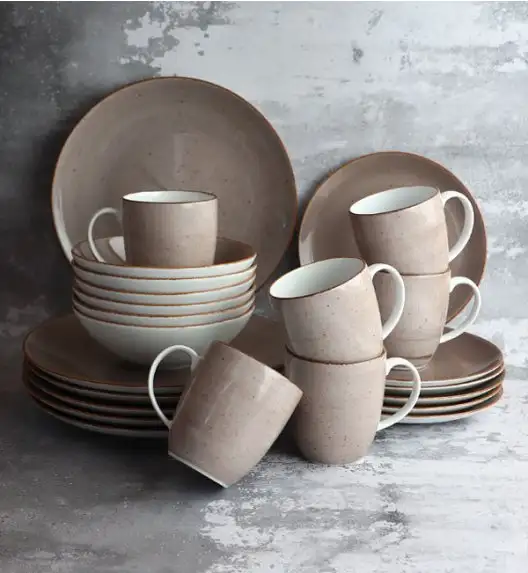 LUBIANA BOSS 6630T Serwis obiadowy 72 el / 18 osób / brązowy / porcelana ręcznie malowana