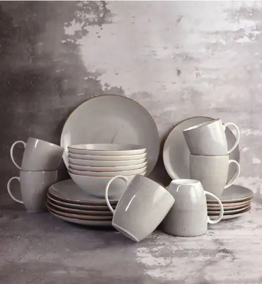 LUBIANA BOSS 6630Z Serwis obiadowy 28 el / 6 osób / szary / porcelana ręcznie malowana