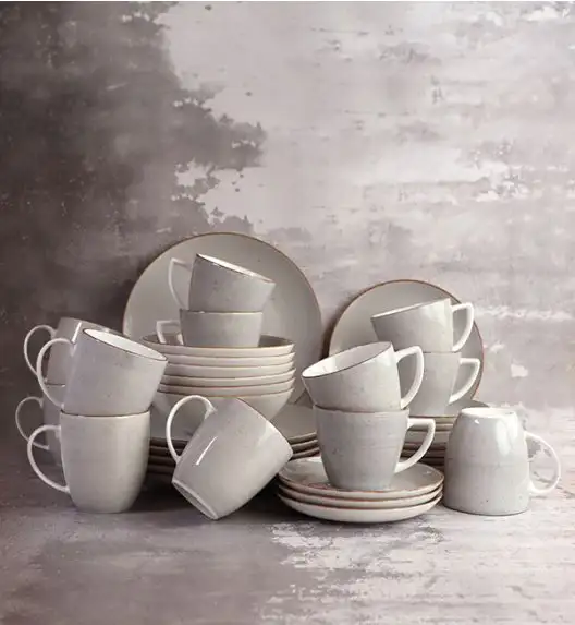 LUBIANA BOSS 6630Z Serwis obiadowo - kawowy 76 el / 12 osób / szary / porcelana ręcznie malowana