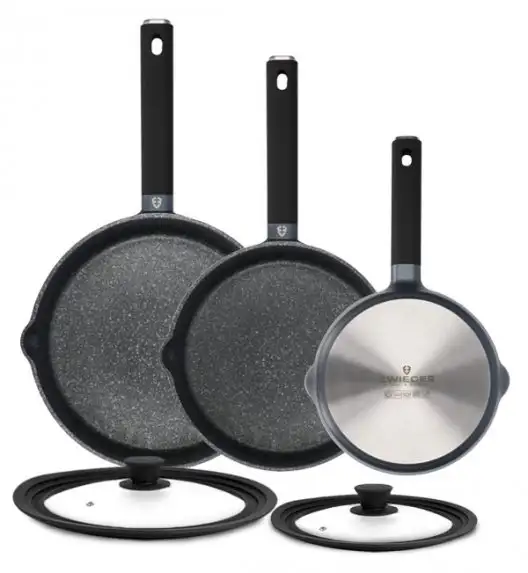 ZWIEGER VESNA Komplet 3 patelni 20, 24, 28 cm + Pokrywki Tadar / GREBLON C3 non-stick / indukcja