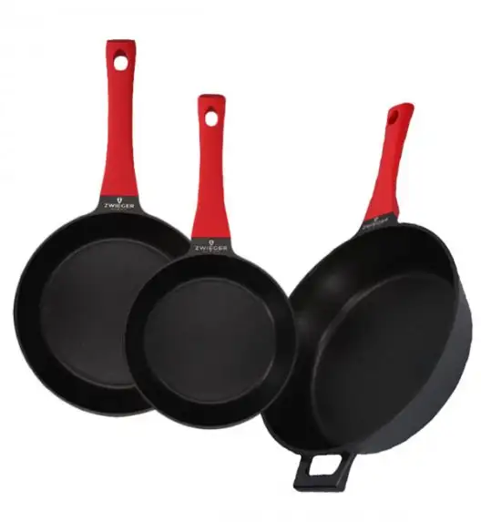 ZWIEGER OBSIDIAN Komplet patelni 20, 24 cm + patelnia głęboka 28 cm / powłoka GREBLON non- stick