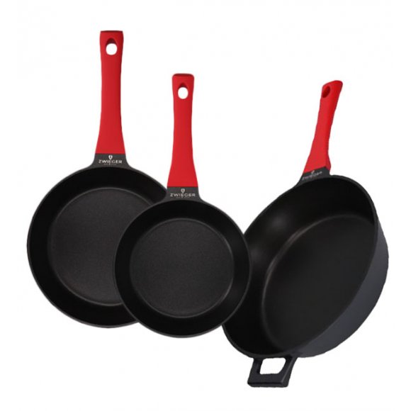 ZWIEGER OBSIDIAN Komplet patelni 20, 24 cm + patelnia głęboka 28 cm / powłoka GREBLON non- stick