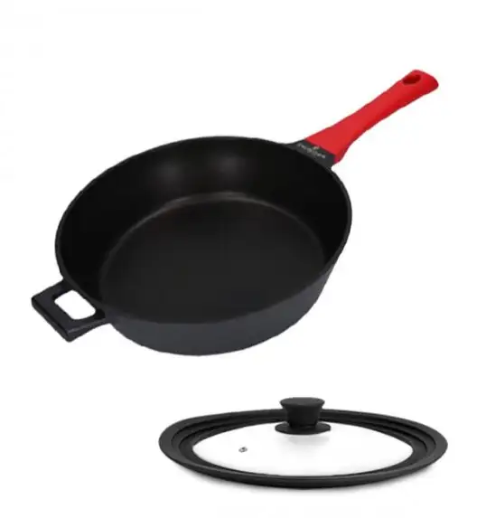 ZWIEGER OBSIDIAN Patelnia głęboka 28 cm GREBLON C3+ non- stick + Pokrywka uniwersalna Tadar