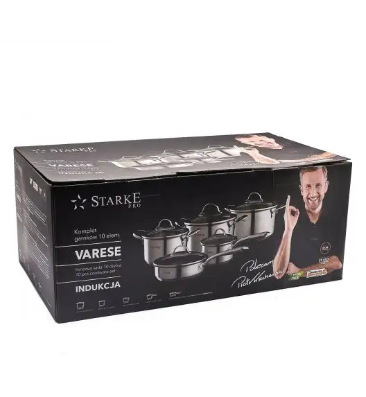 STARKE VARESE Zestaw garnków z pokrywkami 10 el / stal nierdzewna / indukcja