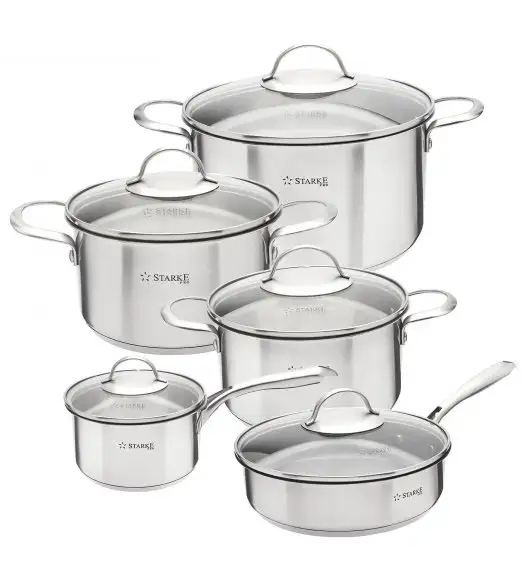 STARKE VARESE Zestaw garnków z pokrywkami 10 el / stal nierdzewna / indukcja