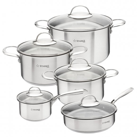 STARKE VARESE Zestaw garnków z pokrywkami 10 el / stal nierdzewna / indukcja