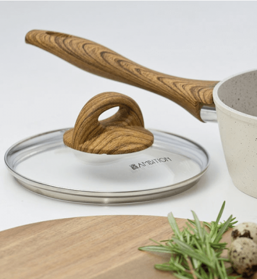 AMBITION NATURE Komplet garnków z pokrywkami 6 el + patelnia głęboka 28 cm