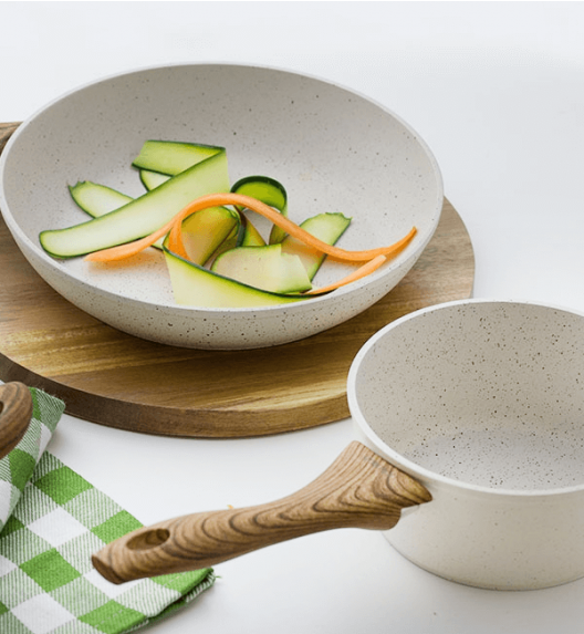 AMBITION NATURE Komplet garnków z pokrywkami 6 el + patelnia głęboka 28 cm