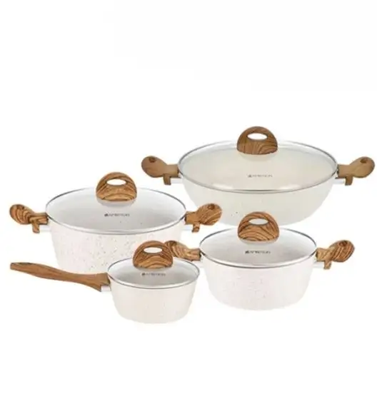 AMBITION NATURE Komplet garnków z pokrywkami 6 el + patelnia głęboka 28 cm